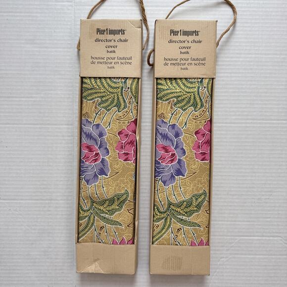 Pier 1 Imports Director Chair Cover Batik Floral Replacement Slip New Lot of 2 - Picture 1 of 7